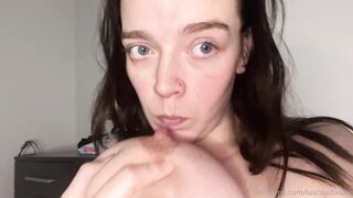 LUSCIOUSXLOLA SUCKING ON HER OWN TIDDIES