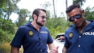 Mary Rock got pulled over fucked by 2 Cock in Public