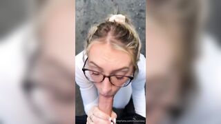 Dani Day Outdoor Blowjob And Takes Cum On Eyeglasses