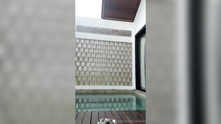 asissska strips and masturbates poolside
