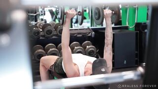 Braless Forever: Flashing Emma - Breezy Park Workout