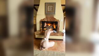 Grace Charis nude fireplace striptease