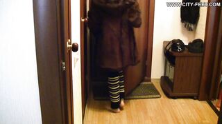 Lena - Barefoot city walk in snow (sfw)