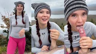 Canadian Girl Juliette_mme Gives BF A Nice Blowjob On Top Of A Mountain