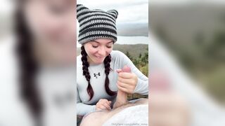 Canadian Girl Juliette_mme Gives BF A Nice Blowjob On Top Of A Mountain