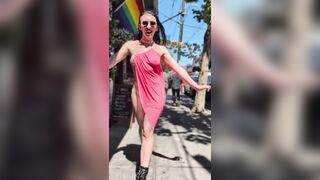 Shea aka ShyGothExhib - Sheer Pink Slip Dress In Public