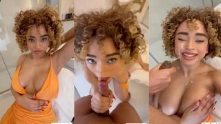Lela Sohna  BJ, Titjob And Take A Huge Load On Her Face In Bathroom