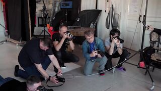 girl posing naked with a guitar (music)