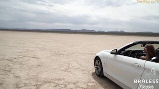 Bralessforever / Bitchinbubba - Rocky & Angel Nude on Road White BMW Convertible HD